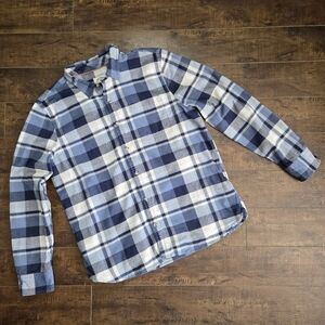 Fat Face Blue Plaid Check Flannel Shirt Size XL-Reg